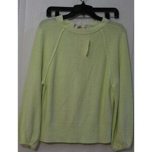 NWT Anthropologie Emily Puff-Sleeved Sweater Size XS Yellow Knit Back Bow